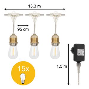 Pendel hanglamp transparant L=15m. 15st FIL IP44 ST45