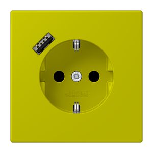 Wandcontactdoos met R/A + lader USB A Saf+ LC4320F groen
