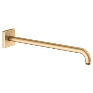 Douchearm wandaansl. vierkant rozet uit. 450mm messing geborsteld