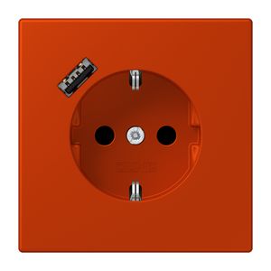 Wandcontactdoos met R/A + lader USB A Saf+ LC4320A rood