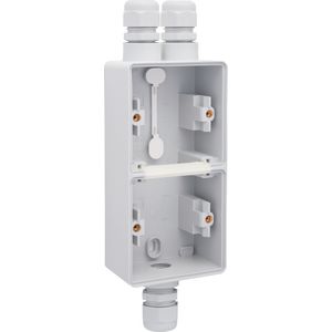 Spuitwaterdichte dubbele verticale opbouwdoos 1x 2-voudig M20/1x enkel M20 grijs