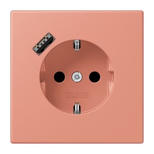 Wandcontactdoos met R/A + lader USB A Saf+ LC32111