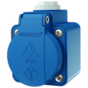Wandcontactdoos 16A 2P+A 230V IP44 KI blauw
