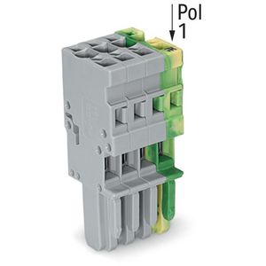 1-draads female steker CAGE CLAMP 4mm² groen-geel/gr VVE=50