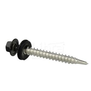 Zelftappende schroef +sluitring 6.5x45mm A2  zwart met sluitring