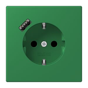 Wandcontactdoos met R/A + lader USB A Saf+ LC32050 groen