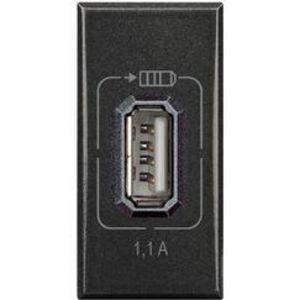 USB-lader 1,1A 1 module antraciet Axolute