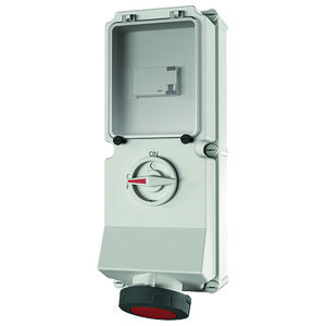 Wandcontactdoos 63A 4-polig  6H 400V IP67 DUO + aardlek