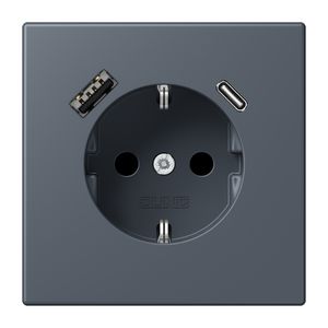 Wandcontactdoos met R/A + lader USB A+C Saf+ LC4320U
