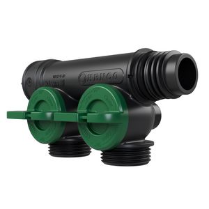 Kunststof leidingverdeler PRO-FLOW koppelbaar 2x P euroconus - draaiknoppen groen