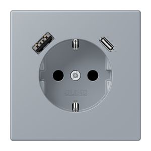 Wandcontactdoos met R/A + lader USB A+C Saf+ LC4320O