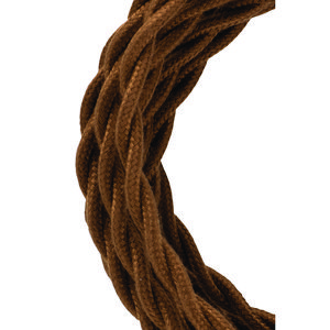 Lengte a 3m. Textielsnoer gedraaid 2C 2x0,75mm² bruin