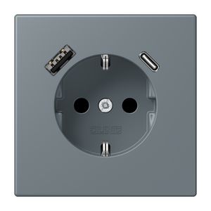 Wandcontactdoos met R/A + lader USB A+C Saf+ LC4320H