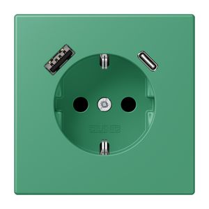 Wandcontactdoos met R/A + lader USB A+C Saf+ LC4320G