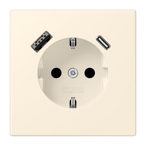 Wandcontactdoos met R/A + lader USB A+C Saf+ LC4320B