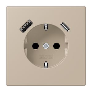Wandcontactdoos met R/A + lader USB A+C Saf+ LC32142
