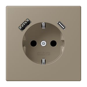 Wandcontactdoos met R/A + lader USB A+C Saf+ LC32141