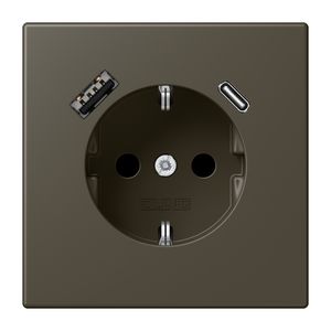 Wandcontactdoos met R/A + lader USB A+C Saf+ LC32140
