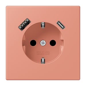 Wandcontactdoos met R/A + lader USB A+C Saf+ LC32111