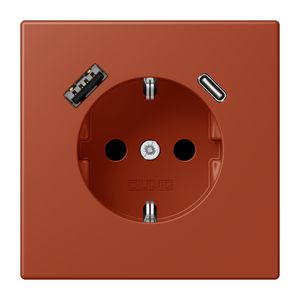 Wandcontactdoos met R/A + lader USB A+C Saf+ LC32110