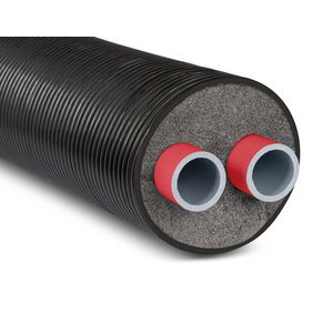Lengte per mtr. voorgeisoleerde  buis uitw. Ø160mm FLEXALEN dubbel 2x Ø50mm rood
