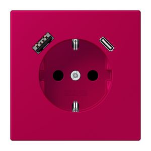 Wandcontactdoos met R/A + lader USB A+C Saf+ LC32101