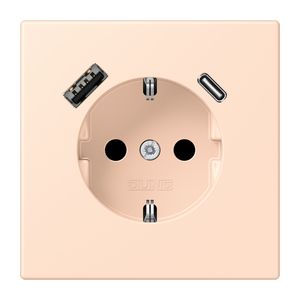 Wandcontactdoos met R/A + lader USB A+C Saf+ LC32091