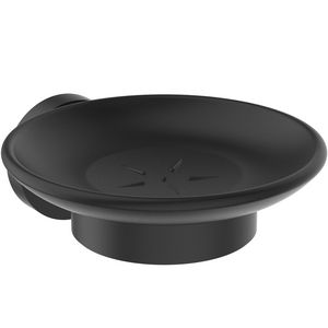 Zeepschaal rond 110 x 125 x 48mm zwart glas silk black IOM