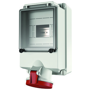 Wandcontactdoos 63A 5-polig  6H 400V IP44 DUO + rail