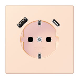Wandcontactdoos met R/A + lader USB A+C Saf+ LC32082