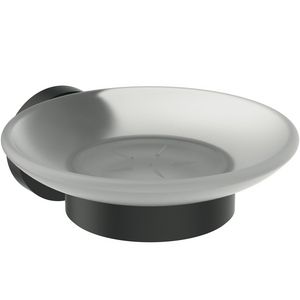 IOM zeepschaal rond van mat glas m houder silk black (mat zwart) A9122XG