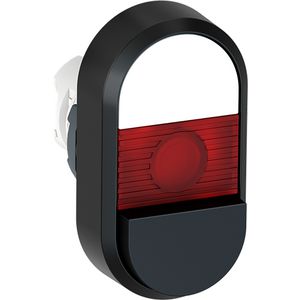 Dubbele drukknop verhoogd wit/zwart met rode lens