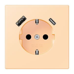 Wandcontactdoos met R/A + lader USB A+C Saf+ LC32060
