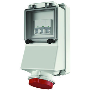 Wandcontactdoos 32A 4-polig  6H 400V IP44 + autom.