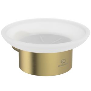 zeepschaal rond van gesatineerd glas m houder brushed gold (mat goudkleurig) T