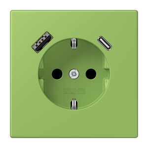 Wandcontactdoos met R/A + lader USB A+C Saf+ LC32051