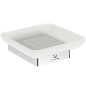 zeepschaal rechthoekig van gesat. glas m houder chroom T4508AA