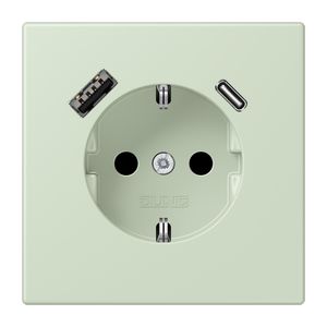 Wandcontactdoos met R/A + lader USB A+C Saf+ LC32042