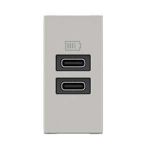 USB lader C + C 15W 1 module ALU Mosaic