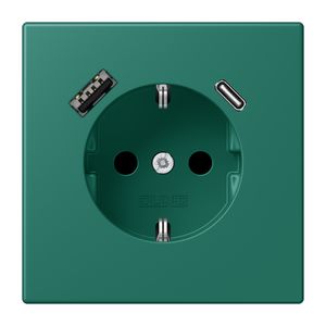 Wandcontactdoos met R/A + lader USB A+C Saf+ LC32040