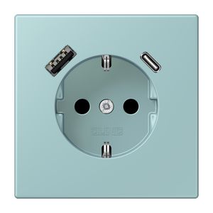 Wandcontactdoos met R/A + lader USB A+C Saf+ LC32033