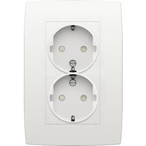 Dubbel stopcontact randaarde beschermingsafsluiters white