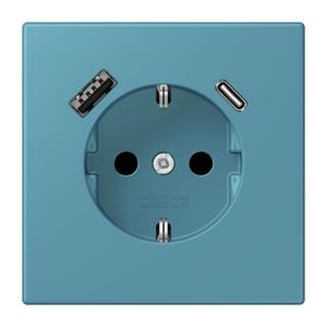 Wandcontactdoos met R/A + lader USB A+C Saf+ LC32031