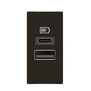 USB lader A + C 15W 1 module zwart Mosaic VVE=10