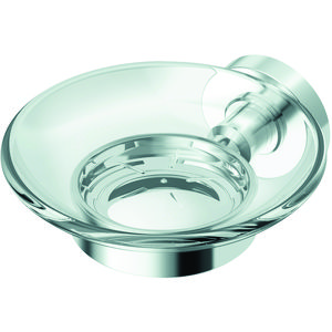 IOM zeepschaal transp. glas met houder chroom