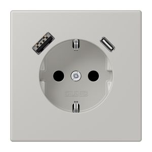 Wandcontactdoos met R/A + lader USB A+C Saf+ LC32013