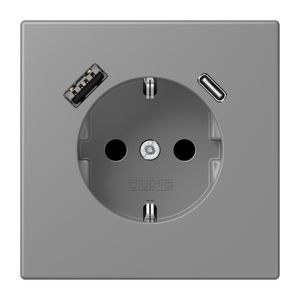 Wandcontactdoos met R/A + lader USB A+C Saf+ LC32011