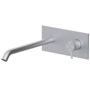 Inbouw wastafelmengkraan INOX TECH+uitloop 250mm muurplaat 200x90 INOX108AC