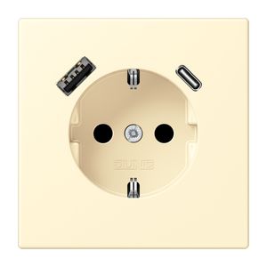 Wandcontactdoos met R/A + lader USB A+C Saf+ LC32001