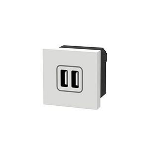 Dubbele USB charger M45 2v 2400mA USB-A 45x45mm glans wit